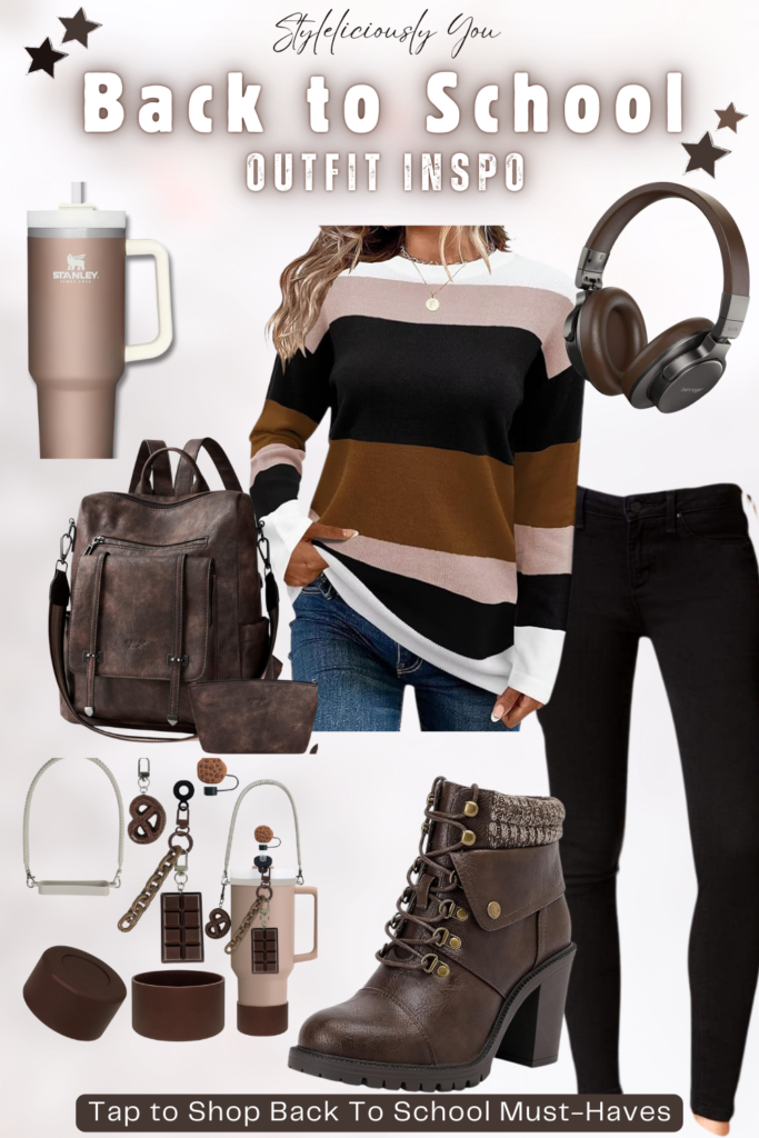 BACK TO SCHOOL- Outfit Inspo Colorblock Sweater - Brown