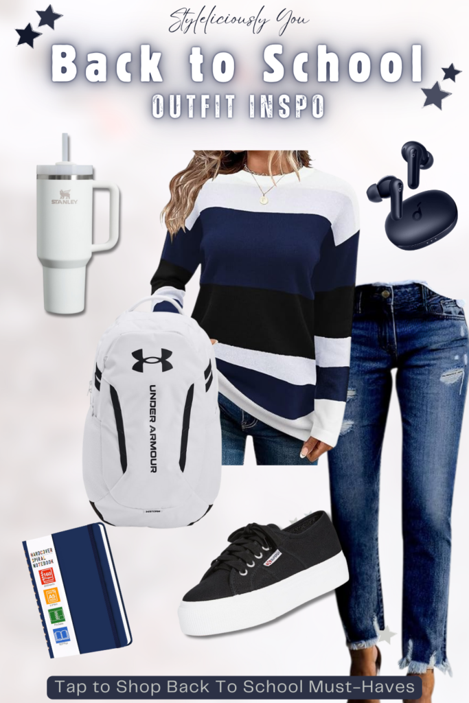 BACK TO SCHOOL- Outfit Inspo Colorblock Sweater - Navy