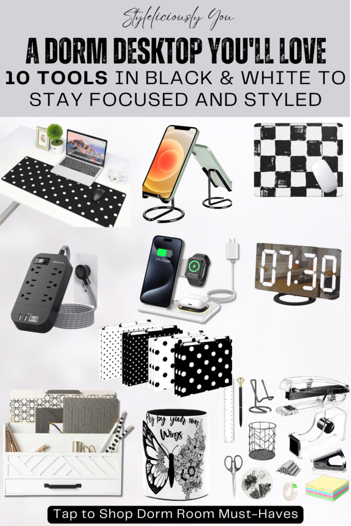 Black & White Dorm Desktop Essentials
