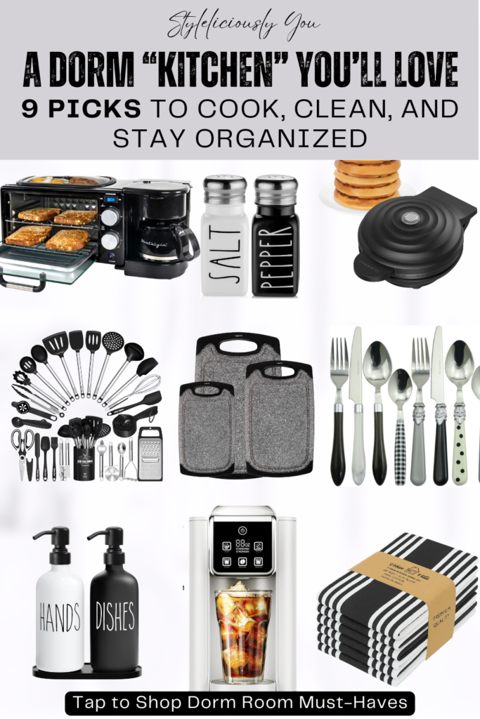 Black & White Dorm Kitchen Essentials