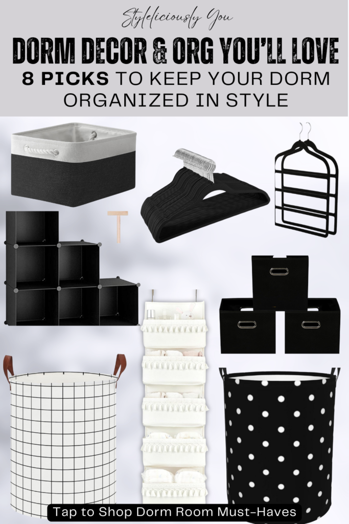 Black & White Dorm Storage & Laundry Essentials