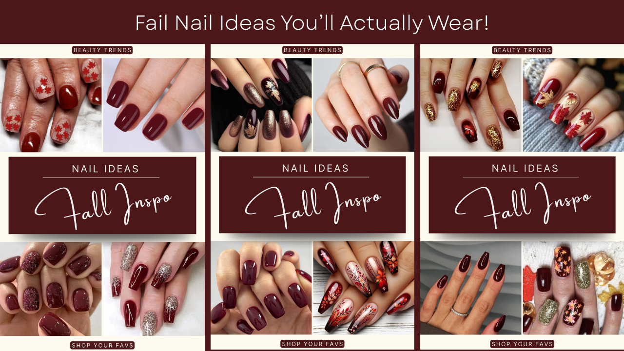 Burgundy nails are a true fall classic — bold, rich, and just dramatic enough to make a statement. This deep red shade works for everything from cozy sweater days to a polished night out. Whether you like glossy finishes, glittery accents, or subtle leaf designs, these press-on sets give you that perfect mix of chic and seasonal.
